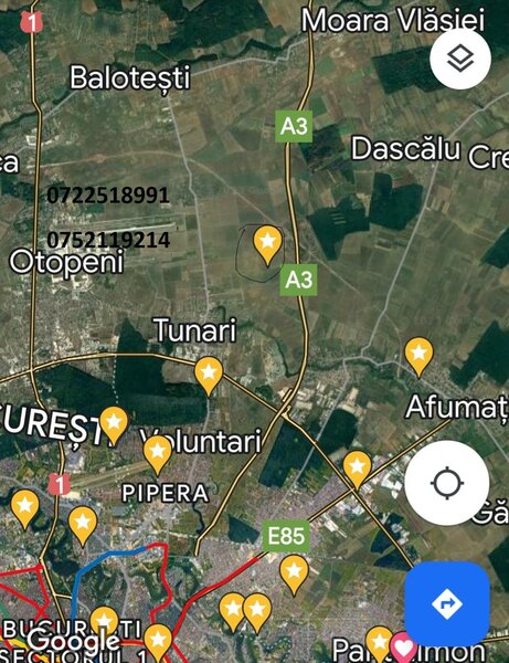 Tunari, A3, Stefanesti, Otopeni,